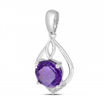 14K White Gold Round Amethyst Shape Pendant