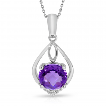 14K White Gold Round Amethyst Shape Pendant