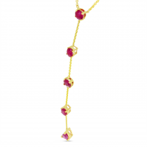 14K Yellow Gold 5-Stone Ruby Lariat Necklace