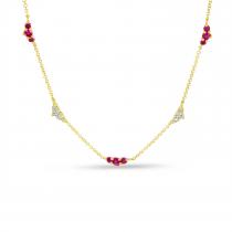 14K Yellow Gold Ruby and Diamond Alternating Stations Necklace