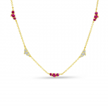 14K Yellow Gold 5-Station Ruby & Diamond Necklace
