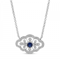 14K White Gold Sapphire & Diamond East 2 West Necklace