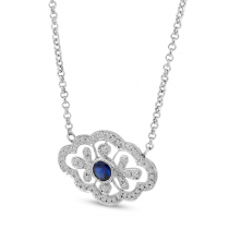 14K White Gold Sapphire & Diamond East 2 West Necklace