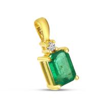 14K Yellow Gold Emerald Cut Emerald Pendant