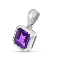 14K White Gold Octagon Amethyst Pendant