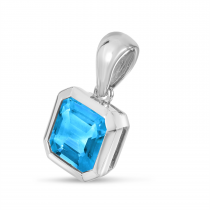 14K White Gold Octagon Blue Topaz Pendant