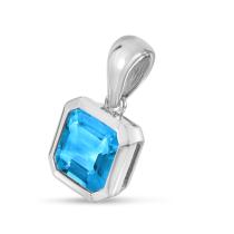 14K White Gold Octagon Blue Topaz Pendant