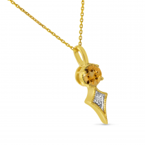 14K Yellow Gold Citrine and Diamond Pendant