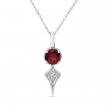 14K White Gold Garnet and Diamond Necklace