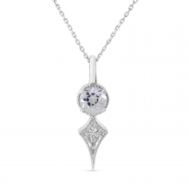 14K White Gold White Topaz and Diamond Pendant