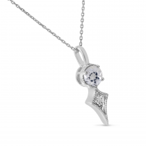 14K White Gold White Topaz and Diamond Pendant