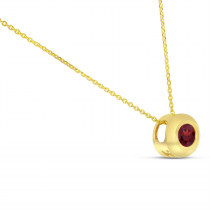 14K Yellow Gold Garnet Round Bezel Necklace