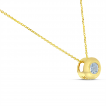 14K Yellow Gold White Topaz Round Bezel Necklace