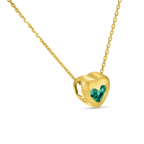 14K Yellow Gold Emerald Heart Bezel Necklace