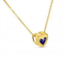 14K Yellow Gold Sapphire Heart Bezel Necklace