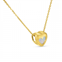 14K Yellow Gold Opal Heart Bezel Necklace