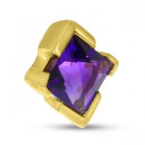 14K Yellow Gold Solitaire Princess Amethyst Necklace