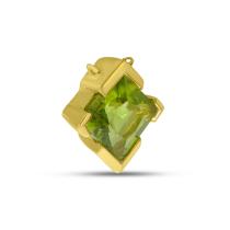 14K Yellow Gold Solitaire Princess Peridot Necklace