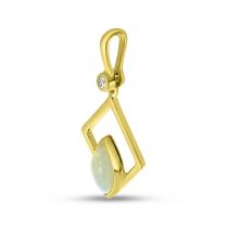 14K Yellow Gold Opal with Diamond Geometric Pendant