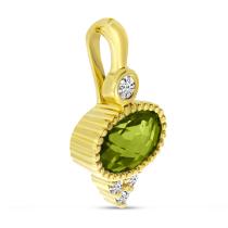 14K Yellow Gold Oval Peridot with Diamond Accent Pendant