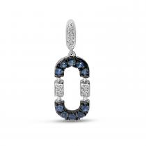 14K White Gold Sapphire and Diamond Oval Pendant