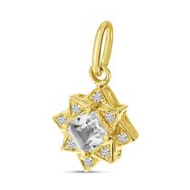 14K Yellow Gold White Topaz and Diamond Pendant