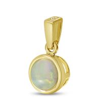 14K Yellow Gold Round Opal Bezel Pendant