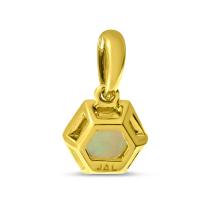 14K Yellow Gold Round Opal Hexagon Halo Pendant