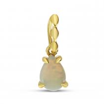 14K Yellow Gold Pear Opal Beaded Bale Pendant