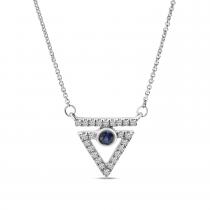 14K White Gold Sapphire and Diamond Precious Triangle 18 inch Necklace