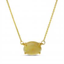 14K Yellow Gold Oval Opal Necklace