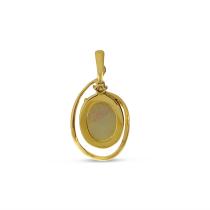 14K Yellow Gold Oval Opal with Diamond Swirl Pendant