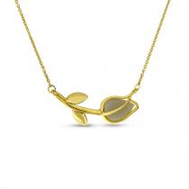 14K Yellow Gold Pear Opal Floral Necklace
