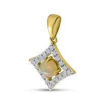 14K Yellow Gold Opal and Diamond Pendant