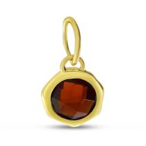 14K Yellow Gold Round Garnet Bezel Pendant