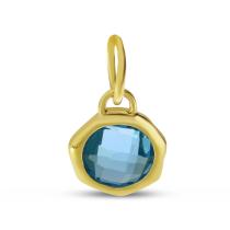 14K Yellow Gold Round Blue Topaz Bezel Pendant
