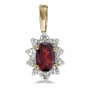 10k Yellow Gold Oval Garnet And Diamond Pendant