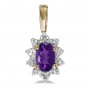 10k Yellow Gold Oval Amethyst And Diamond Pendant