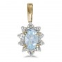 10k Yellow Gold Oval Aquamarine And Diamond Pendant