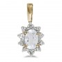 10k Yellow Gold Oval White Topaz And Diamond Pendant