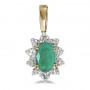 10k Yellow Gold Oval Emerald And Diamond Pendant