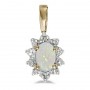 10k Yellow Gold Oval Opal And Diamond Pendant