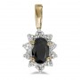 10k Yellow Gold Oval Onyx And Diamond Pendant