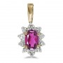 10k Yellow Gold Oval Pink Topaz And Diamond Pendant