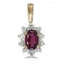 10k Yellow Gold Oval Rhodolite Garnet And Diamond Pendant