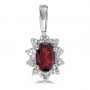 10k White Gold Oval Garnet And Diamond Pendant