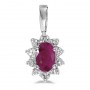 10k White Gold Oval Ruby And Diamond Pendant