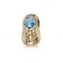 10k Yellow Gold Round Blue Topaz Baby Bootie Pendant