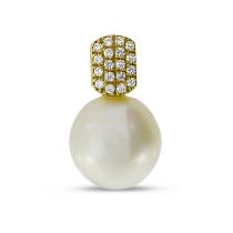 14K Yellow Gold Pearl with Diamond Pendant