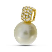 14K Yellow Gold Pearl with Diamond Pendant